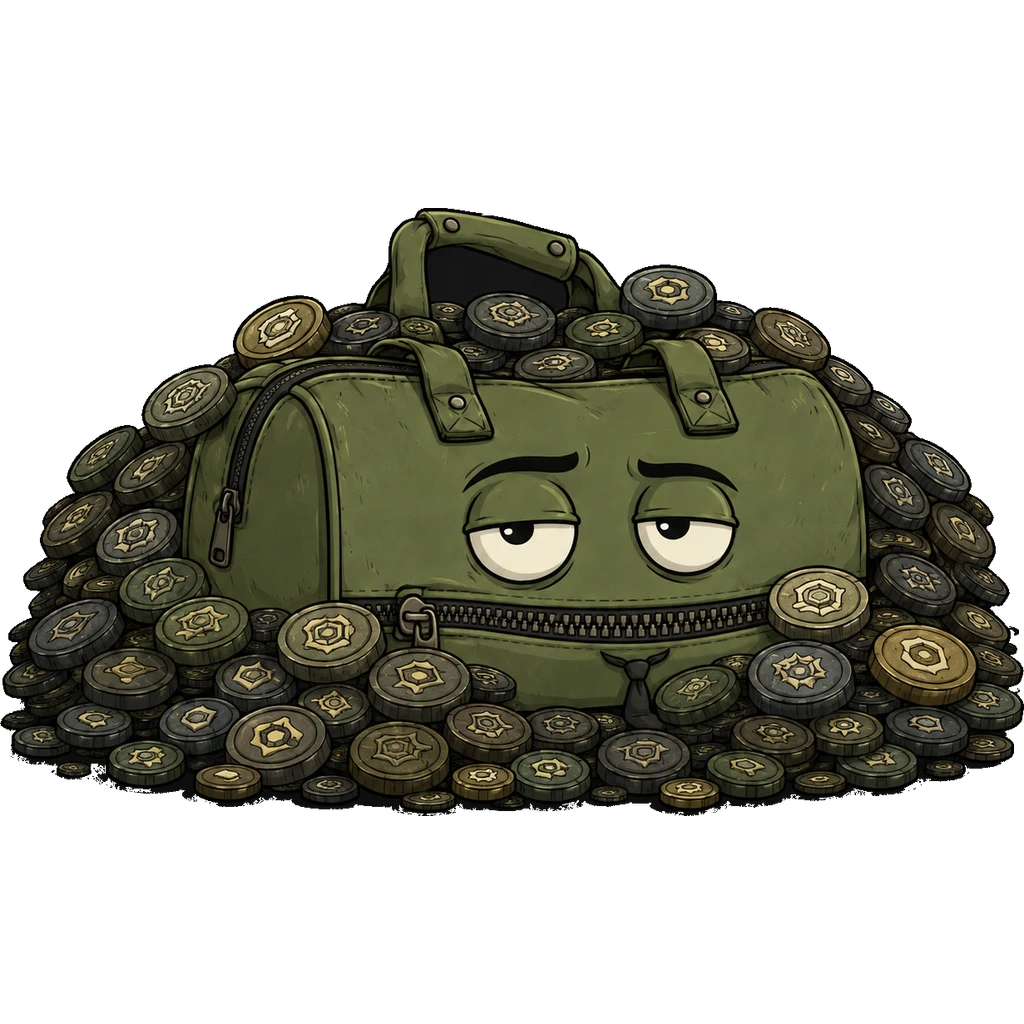 Baggy buried under a mound of tiny coins
