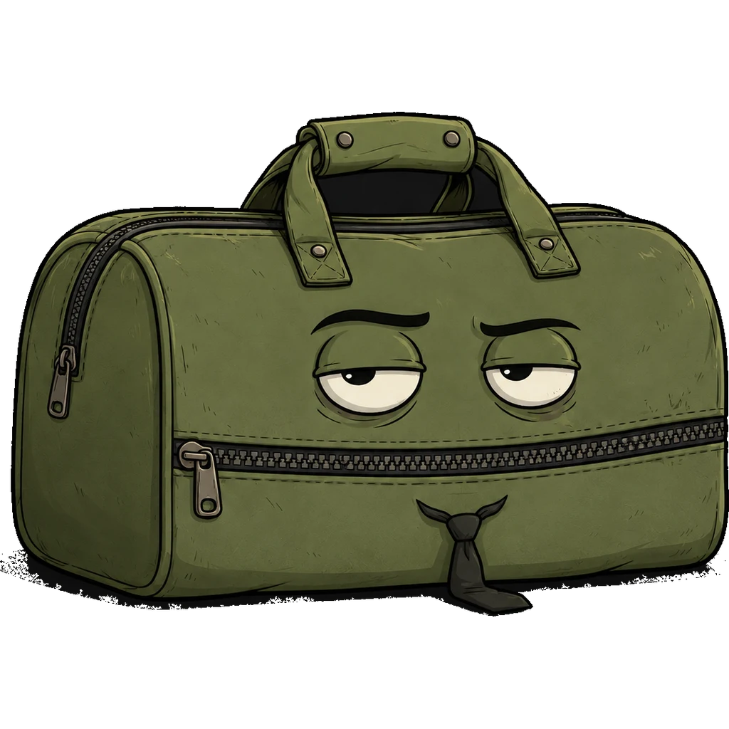 Baggy, heavy-lidded and done — "calm down."